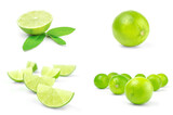 Group of limes isolated on a white background cutout