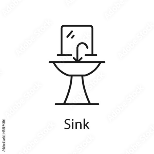 Sink vector outline icon for web isolated on white background EPS 10 file