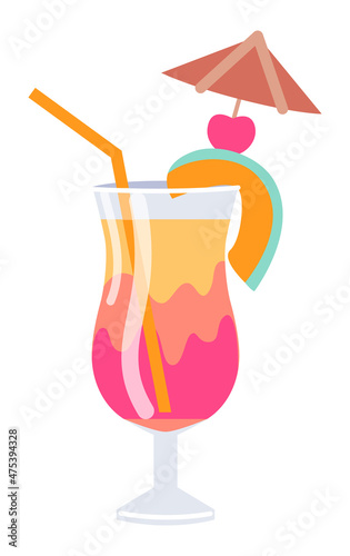 Glass with Cocktail Simple Illustration
