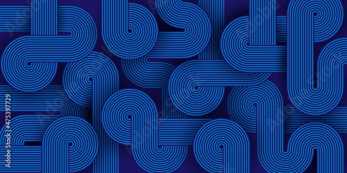 Fototapeta Naklejka Na Ścianę i Meble -  Blue abstract geometric background. Backdrop with geometric shapes. Banner with circles and lines. Vector illustration. Modern design card, wallpaper, flyer, poster. Stock.