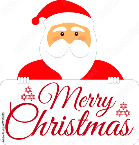 Santa Claus wishing Merry Christmas Vector illustration with red cap and beard