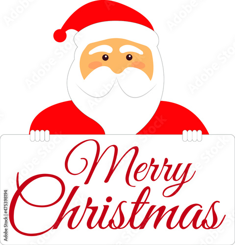 Santa Claus wishing Merry Christmas Vector illustration with red cap and beard