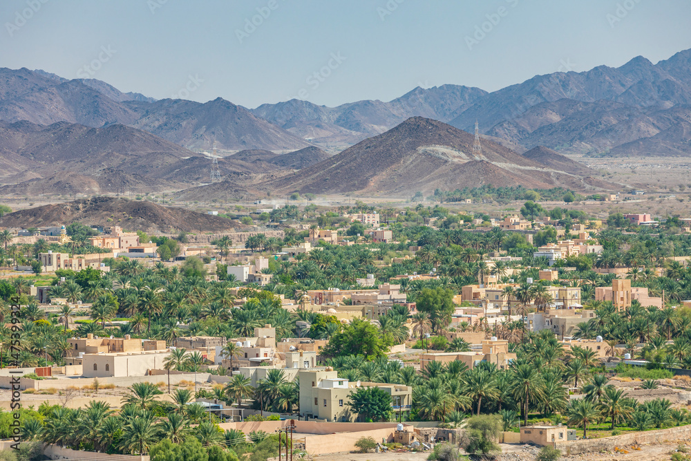 Middle East, Arabian Peninsula, Oman, Ad Dakhiliyah, Bahla. The town of Bahla, in the mountains of Oman.