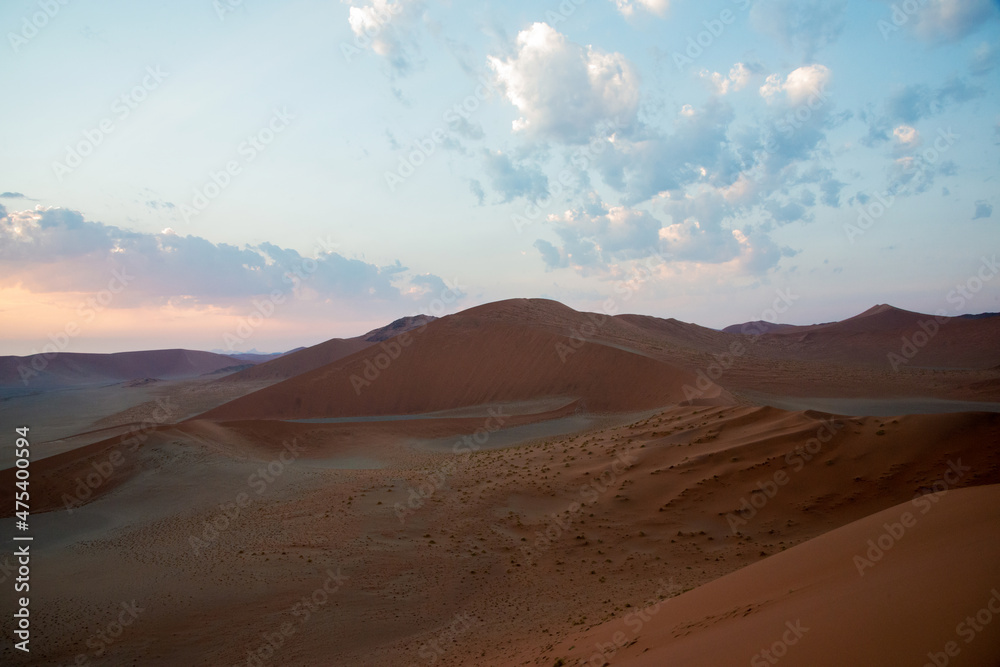 Beautiful landscape at sunset  in the namibian desert. No people.