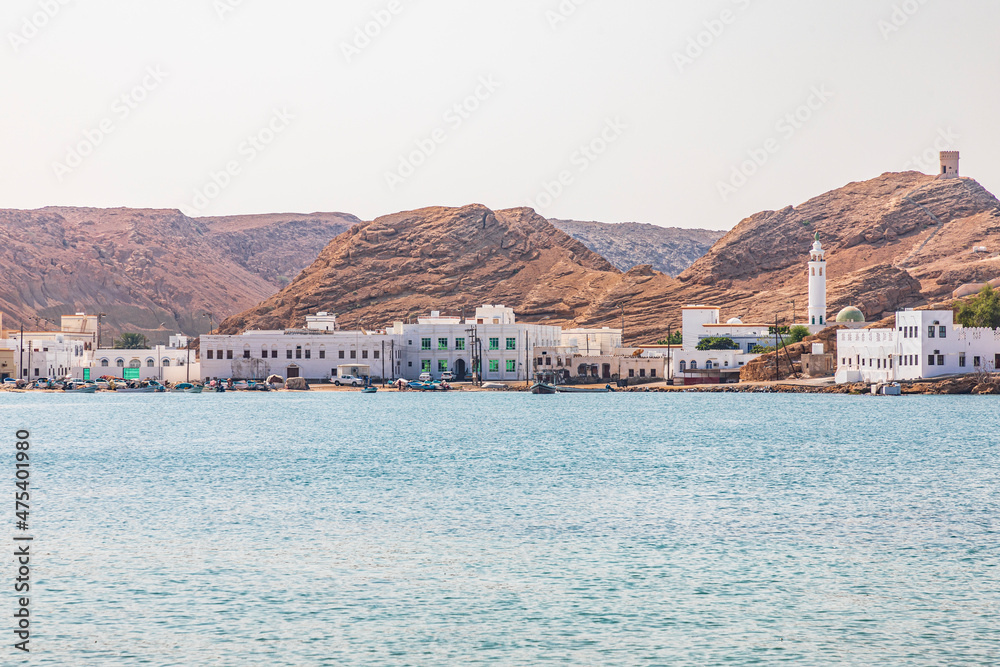 Middle East, Arabian Peninsula, Oman, Al Batinah South. View of Sur from across the harbor.