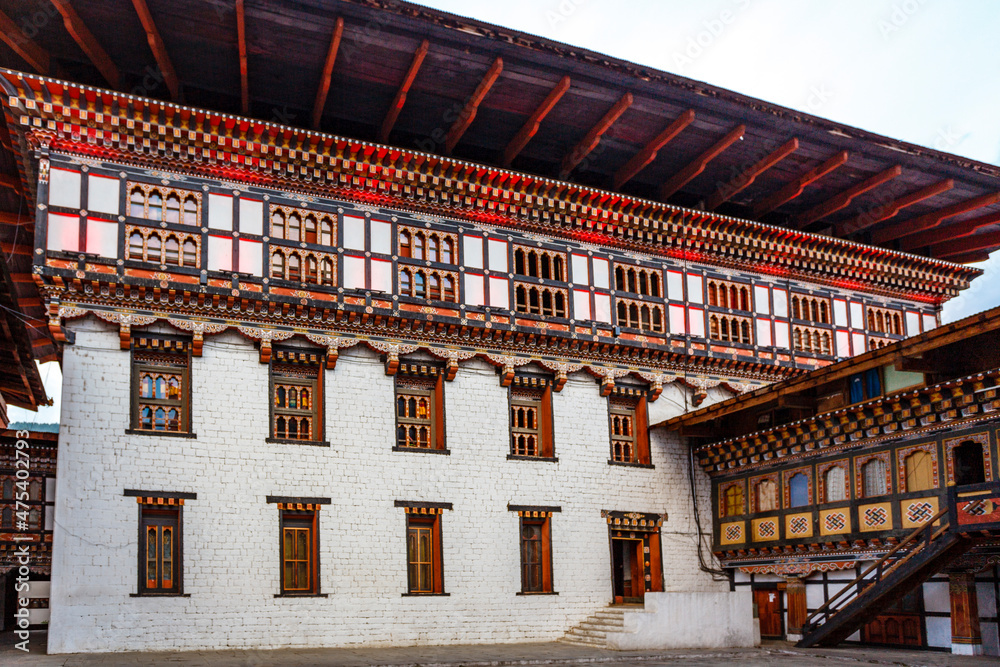 Exterior of Trashi Chhoe Dzong monastery in Thimphu, Bhutan, Asia
