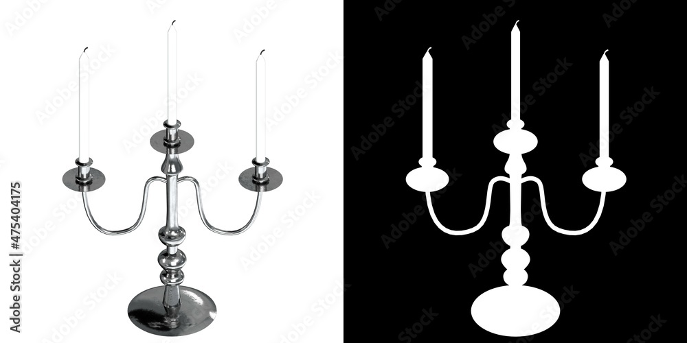 3D rendering illustration of a 3-branches candelabrum