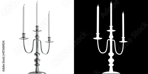 Foto 3D rendering illustration of a 3-branches candelabrum