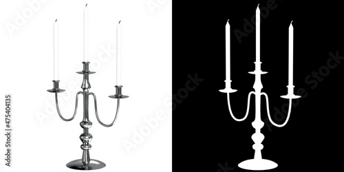 3D rendering illustration of a 3-branches candelabrum