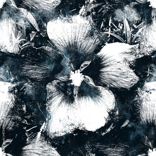 Seamless navy blue and white abstract grungy seamless surface pattern design for print. High quality illustration. Texture for background or textile or fabric or wallpaper or interior design.