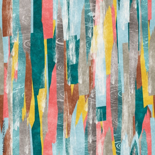 Seamless paper strip collage surface pattern design for print. High quality illustration. Ripped pieces of paper or fabric digitally montaged into repeat design for modern decor or textile design.