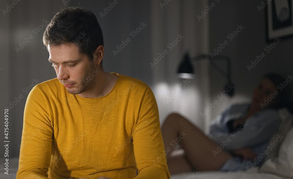 Fototapeta premium Upset couple having problems with sex.