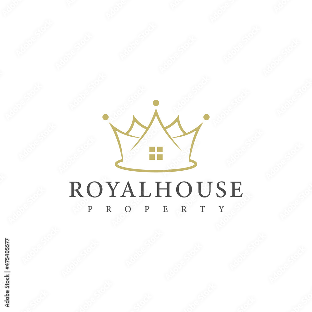 crown and house logo design for real estate business Stock Vector ...