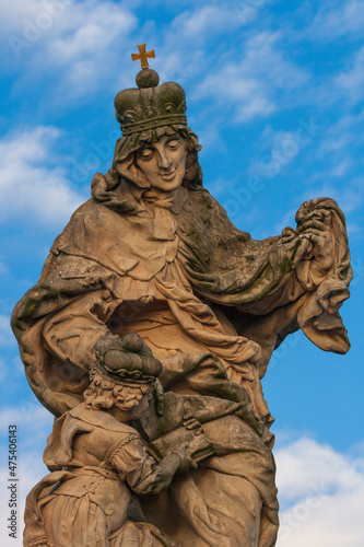 Prague, Czech Republic. Statue of St. Ludmila on the Charles Bridge.