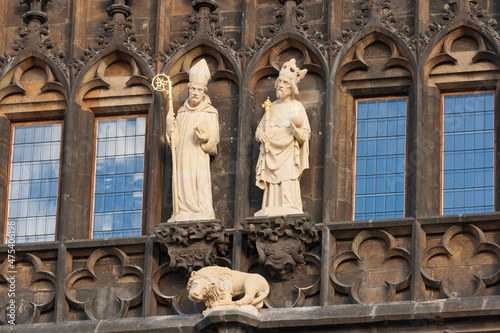Photography Statues on the Old Town Bridge Tower, Prague, Capital city of Czech, UNESCO Worl