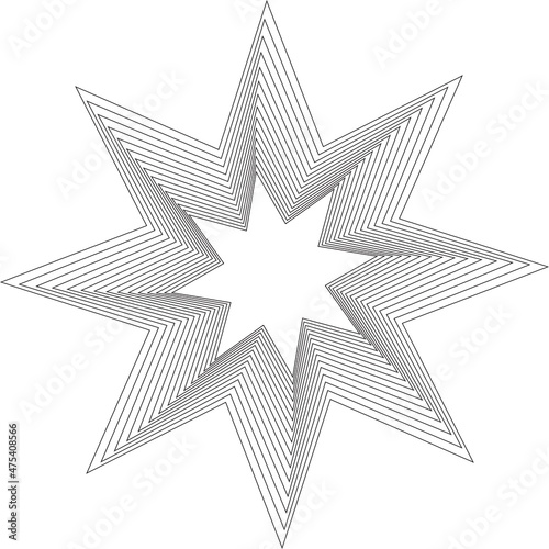 star 3d circle lines black color