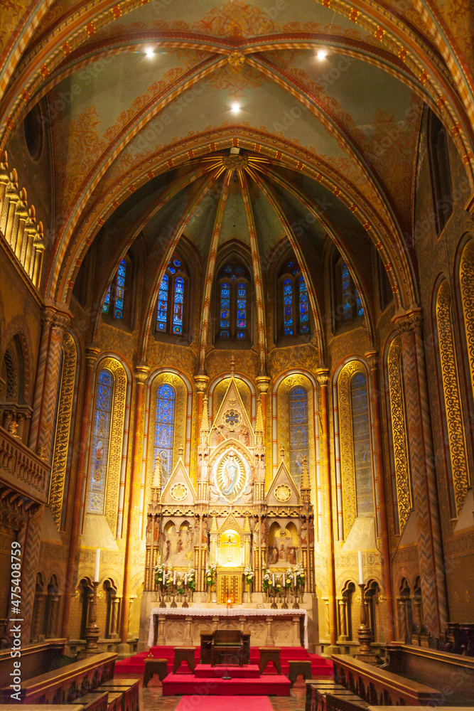 Hungary, Budapest. Interior of Saint Stephen Chapel in Matthias Church.
