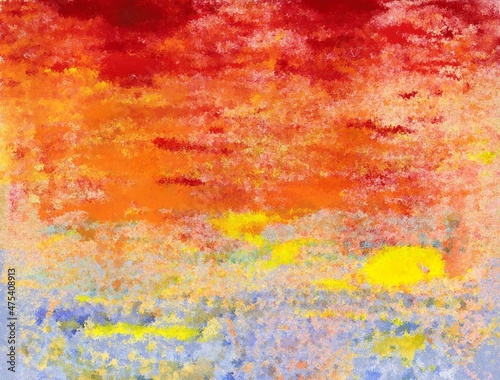 Abstract Sunrise with reds, oranges, and yellows  © Joanne