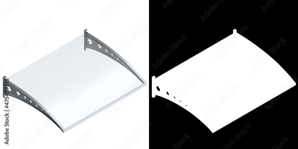 3D rendering illustration of a canopy shelter with a glass cover 3D rendering illustration of a canopy shelter with a glass cover