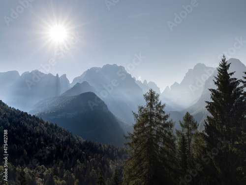 Canvas Print View from Val Rendena towards the Brenta Dolomites, UNESCO World Heritage Site