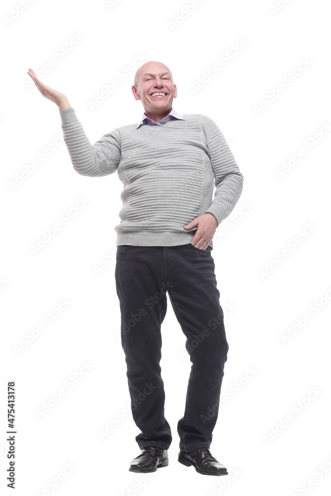 charismatic man in a white jumper . isolated on a white charismatic man in a white jumper . isolated on a white