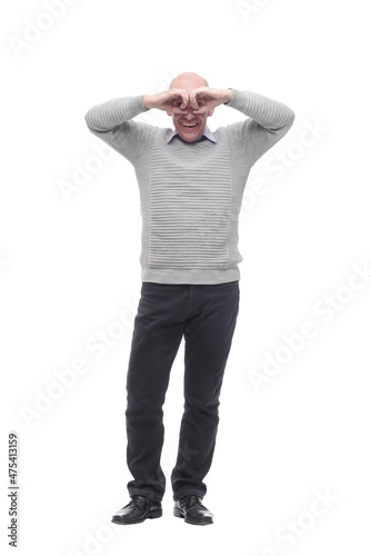 charismatic man in a white jumper . isolated on a white