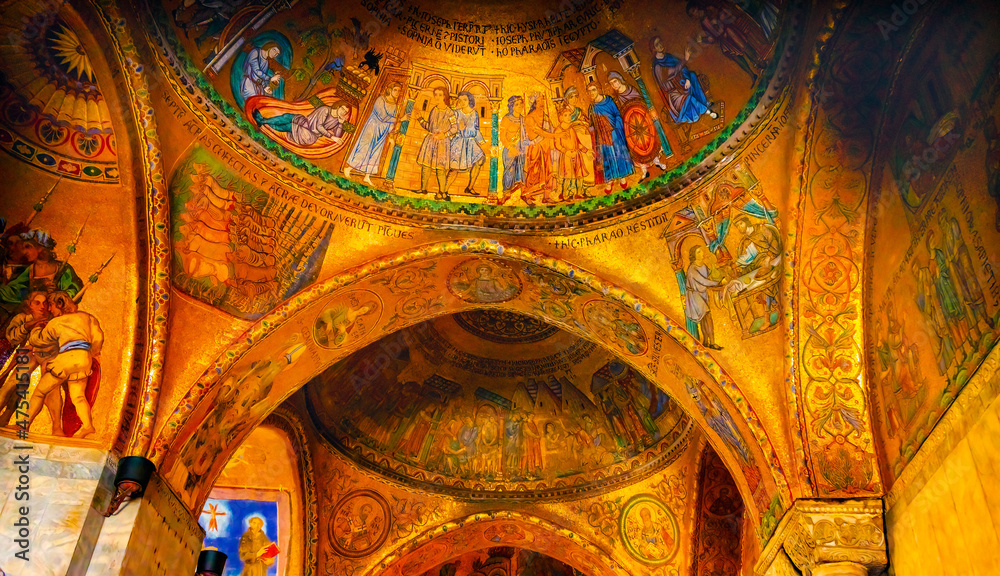Saint Mark's Basilica arches, mosaics, Venice, Italy
