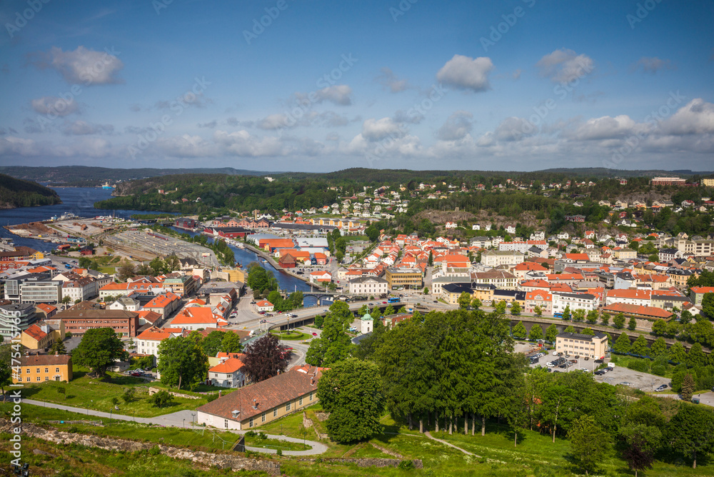 Norway, Ostfold County, Halden, town view from Fredriksten Fortress