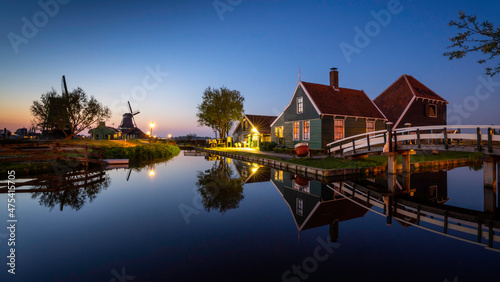 Europe, The Netherlands, Zaandam. Zaanse Schans at sunset. © Danita Delimont