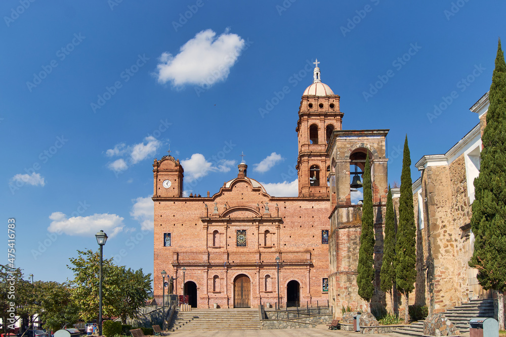 Church in the center of the magical town Tapalpa. Town of jalisco, mexico.