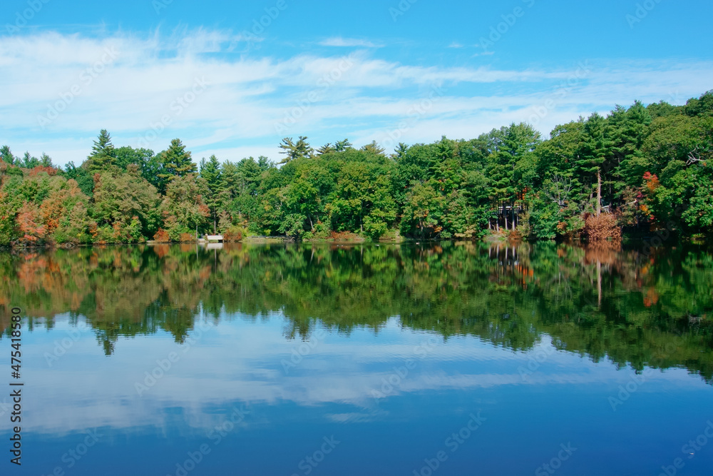 Obraz premium Tranquil lake and reflections