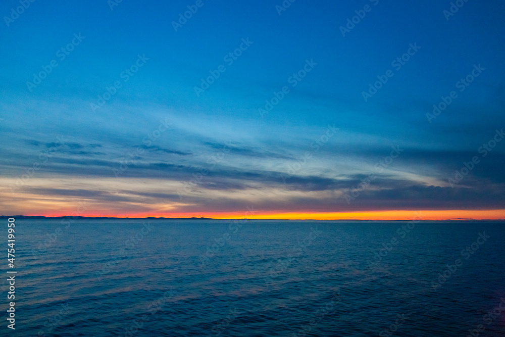 Sunset over the Bering Sea, Russia Far East