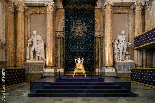 Sweden, Stockholm, Gamla Stan, Old Town, Royal Palace, interior, throne
