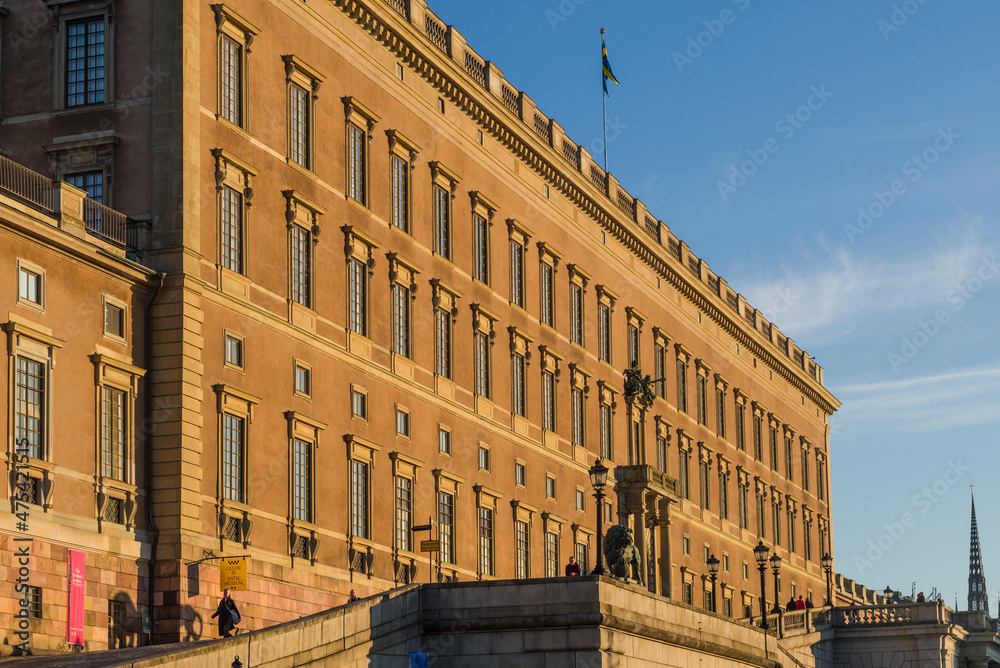Sweden, Stockholm, Gamla Stan, Old Town, Royal Palace, sunset
