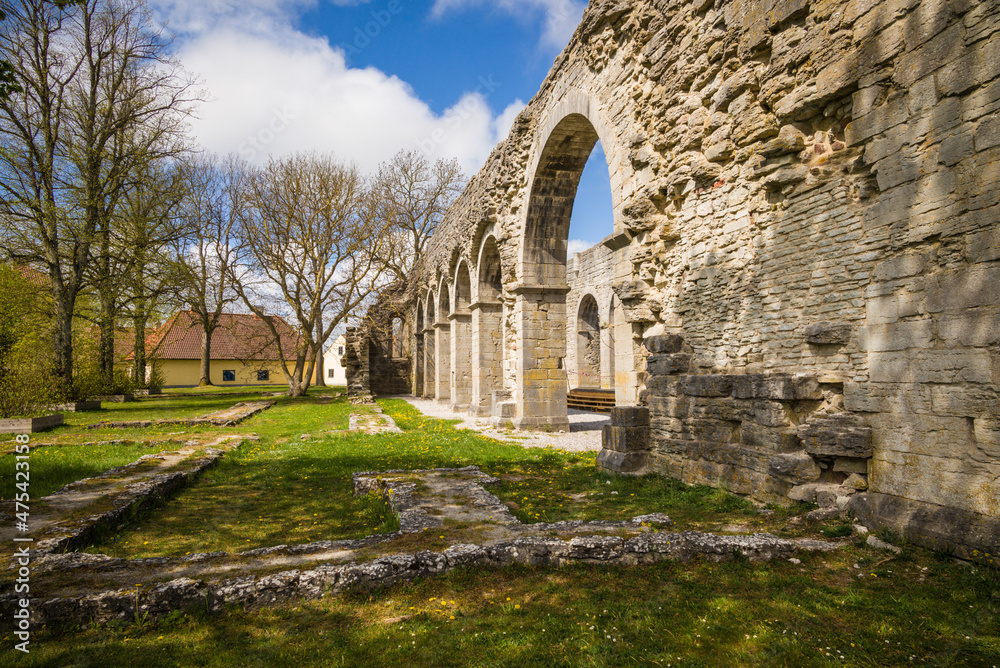 Sweden, Gotland Island, Romakloster, ruins of the 12th century Cistercian monastery, now home to a summer theater (Editorial Use Only)