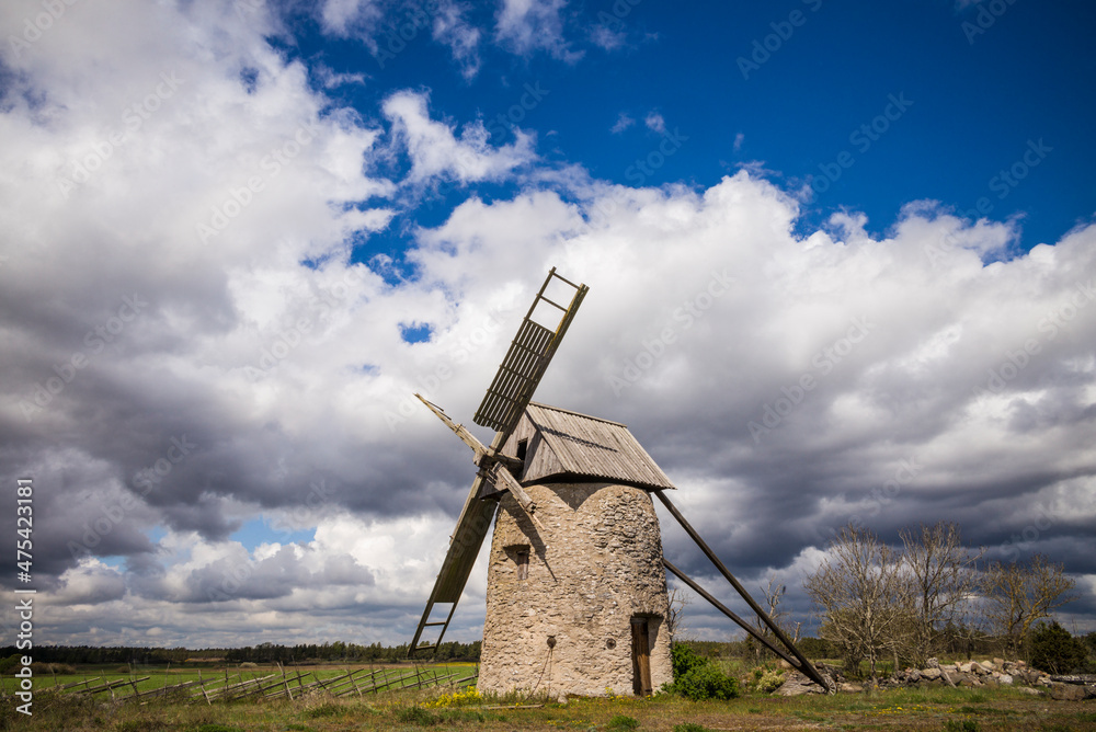 Fototapeta premium Sweden, Gotland Island, Botvatte, old windmill