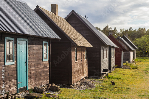 Sweden, Gotland Island, Djupvik, fishing shacks