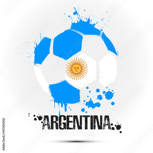 Bilde på lerret Abstract soccer ball with Argentina national flag colors