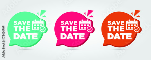 Save the date bundle. Flat vector illustration with calendar icon on white background