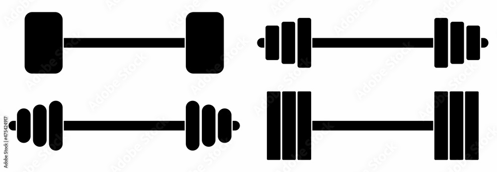 dumbbell icon set, dumbbell vector set sign symbol dumbbell icon set, dumbbell vector set sign symbol