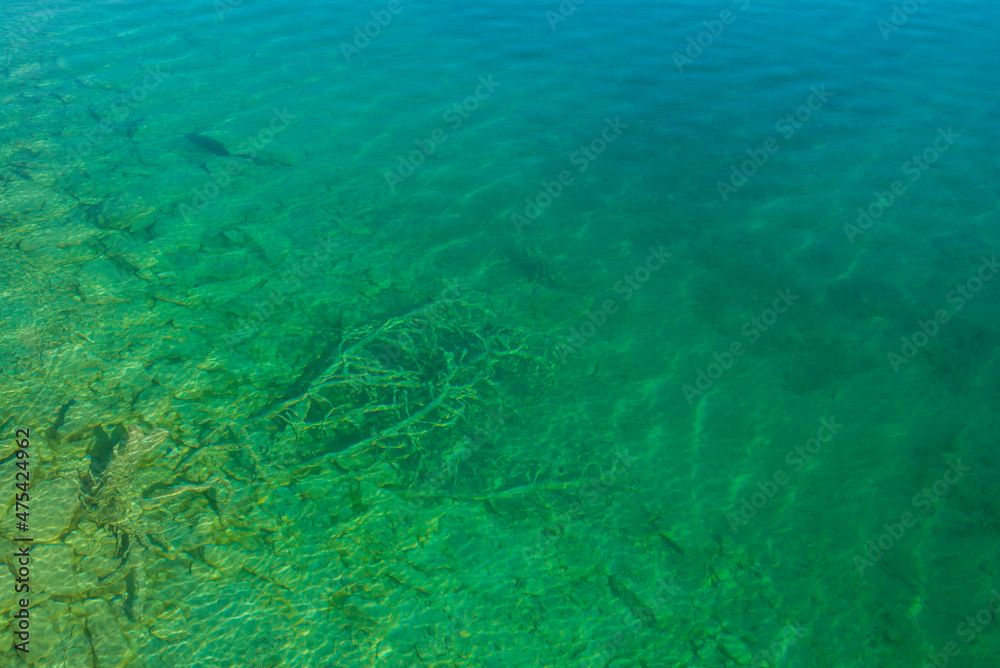 Sweden, Gotland Island, Labro, Bla Lagunen, Blue Lagoon, natural swimming area in former chalk quarry with blue green water