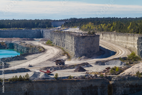Sweden, Gotland Island, Slite, lime quarry, high angle view