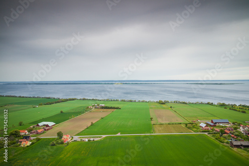 Sweden, Lake Vattern Area, Uppgranna, high angle countryside and lake view from the Brahehus castle ruins photo