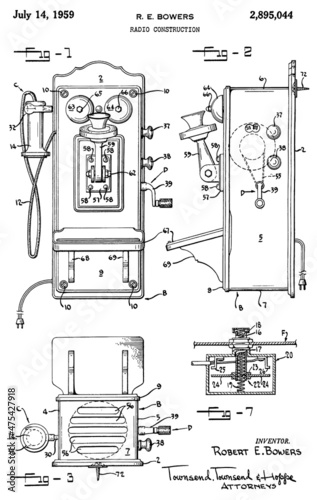 Foto Radio Patent
A vintage Bowers Radio Patent Drawing From 1959.