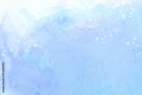 Abstract blue watercolor background. Watercolor background for invitations, cards, posters. Texture, abstract background, color splashing © britaseifert