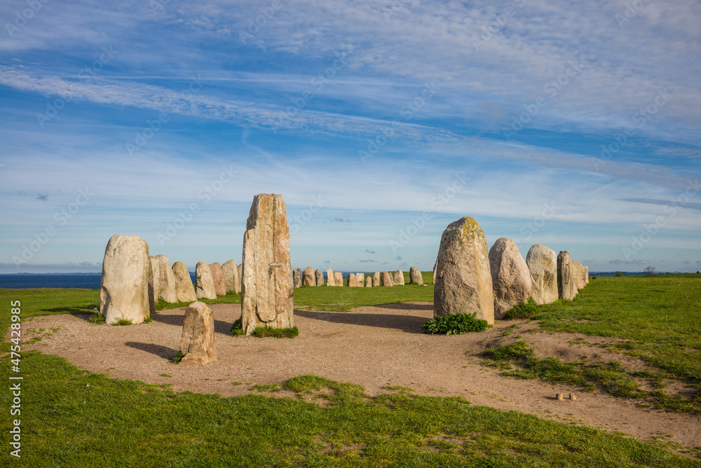 Southern Sweden, Kaseberga, Ales Stenar, Ale's Stones, early people's ritual site, 600 AD