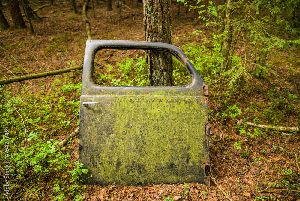 Sweden, Smaland, Ryd, Kyrko Mosse Car Cemetery, former junkyard now pubic park, junked cars Sweden, Smaland, Ryd, Kyrko Mosse Car Cemetery, former junkyard now pubic park, junked cars