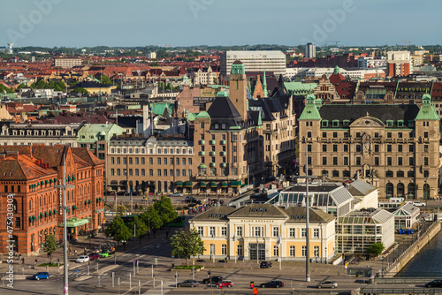 Sweden, Scania, Malmo, Inre Hamnen inner harbor, elevated skyline view photo