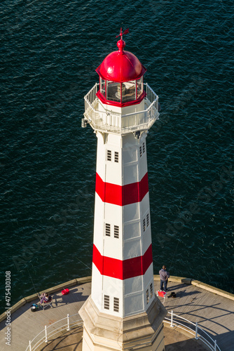 Sweden, Scania, Malmo, Inre Hamnen inner harbor, lighthouse, high angle view photo