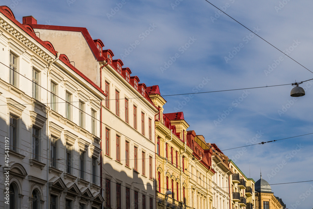 Fototapeta premium Sweden, Vastragotland and Bohuslan, Gothenburg, building detail, Pustervik neighborhood (Editorial Use Only)